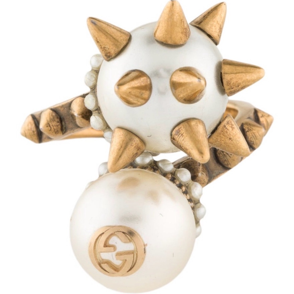Gucci Faux Pearl Spiked Cocktail Ring